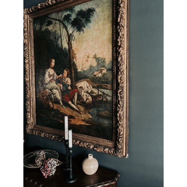 French 19th Century Rococo Young Love Painting For Sale - Image 3 of 7
