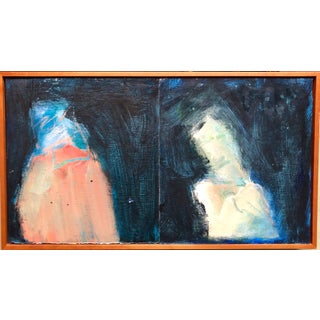 Marianne Kolb, "Two for Francis" Mixed Media Figural Abstract Oil Painting, 2000 For Sale