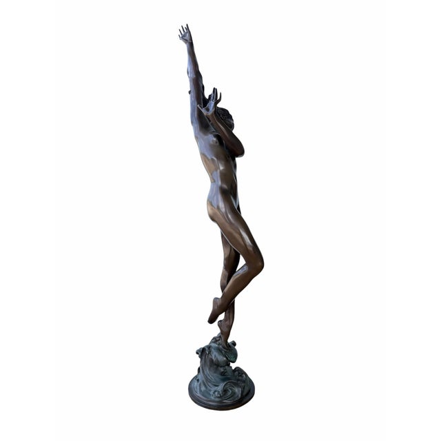 Vintage Bronze "Crest of the Wave" Nude Female Sculpture After Harriet Frishmuth For Sale - Image 4 of 9