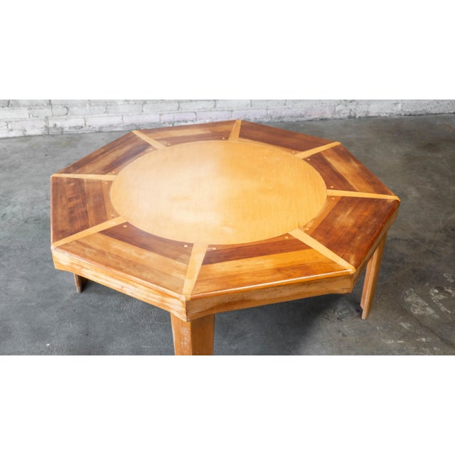 Mid 20th Century Vintage Sculptural Wooden Octagon Coffee Table For Sale - Image 9 of 18