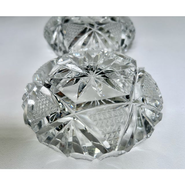 Vintage Pair of Bohemian Clear Cut Lead Crystal Ashtrays For Sale - Image 14 of 16