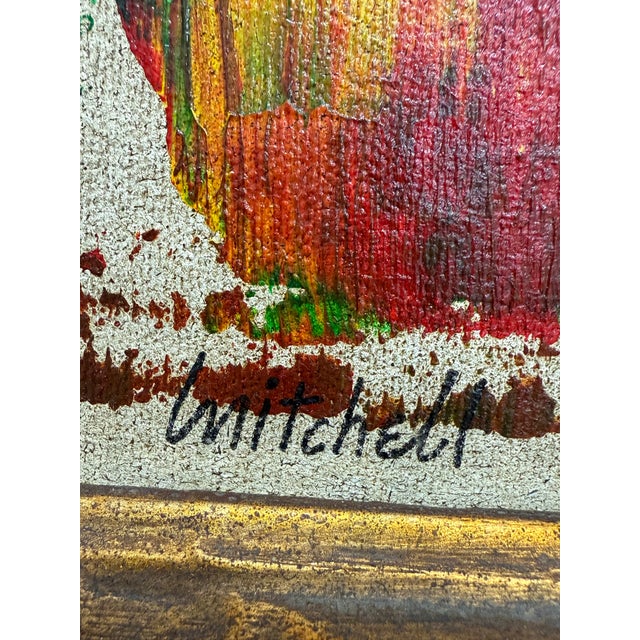 Vintage Abstract Oil on Canvas Original Frame For Sale In Miami - Image 6 of 7