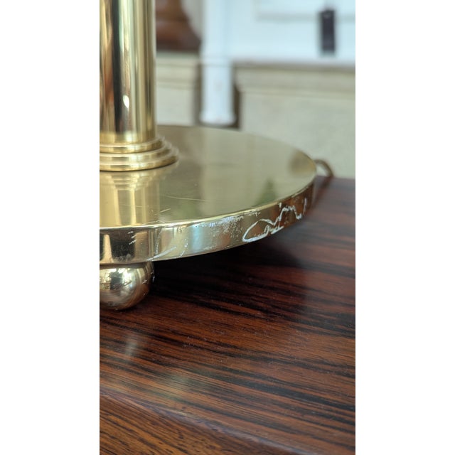 Polished Brass Mid-Century Modern Table Lamps (Pair) With Stepped Base For Sale - Image 4 of 11