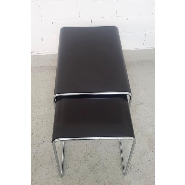Bauhaus Black Chrome Nesting Side Tables, Set of 2, in Very Good conditions. Designed 1920 to 1949