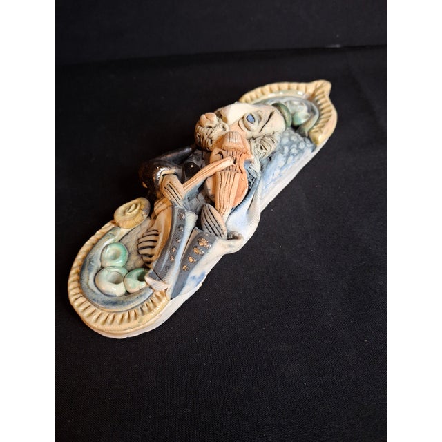 Ceramic Vintage Israel Lombrozo Studio Ceramic Mezuzah Case Fiddler on Roof Clay Judaica For Sale - Image 7 of 12