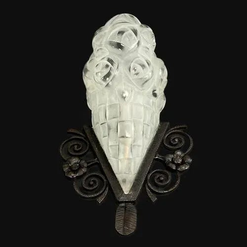 Art Deco Wall Lamps in Wrought Iron from Degué, 1930s, Set of 2 For Sale - Image 3 of 10