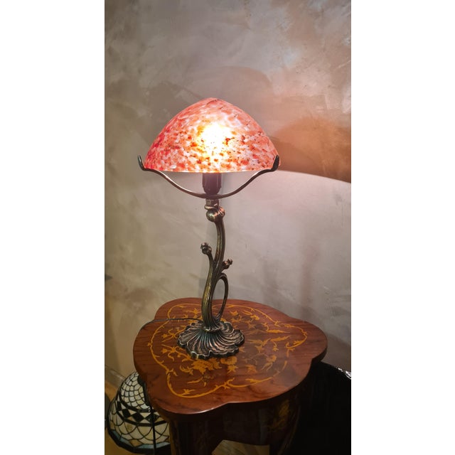 Art Nouveau Style Bronze Lamp, 1975 For Sale - Image 9 of 11