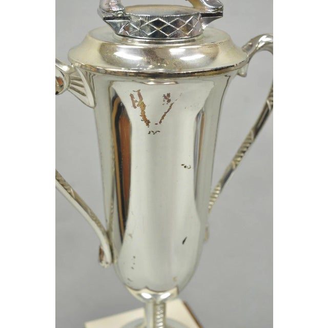 Late 20th Century Vintage 1970s Art Deco Silver Metal Marble & Wood Figural Golf Trophy Award Cup For Sale - Image 5 of 17