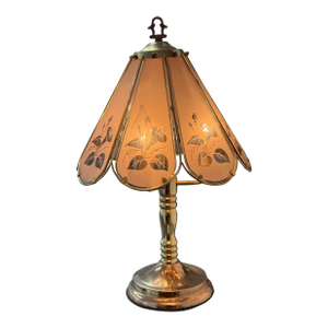 Vintage Marco Polo Floral Etched Glass Table Lamp