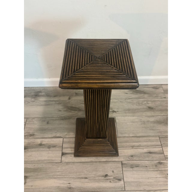 Hollywood Regency Vintage Coastal Split Reed Pedestals - a Pair For Sale - Image 3 of 6