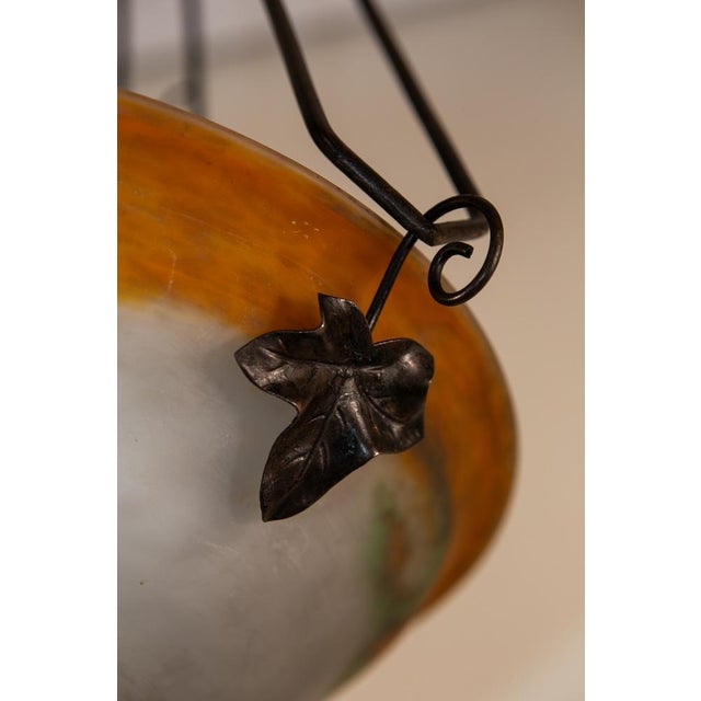 Art Deco Wrought Iron Ceiling Light from Muller Freres Luneville, France, 1930s For Sale - Image 7 of 11