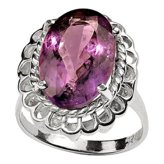 Oval Amethyst in Sterling Silver Ring February Birthstone Size 6.5 For Sale