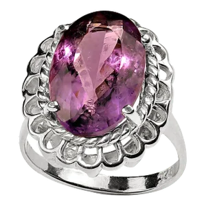 Oval Amethyst in Sterling Silver Ring February Birthstone Size 6.5