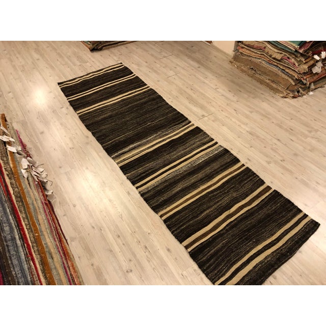 Black Turkish Handmade Tribal Runner-2’8’x9’1" For Sale - Image 8 of 11
