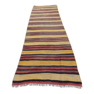 1960s Southwestern Striped Hand Knotted Nomadic Kilim Runner Rug For Sale