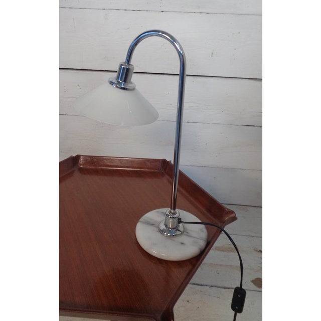 1990s Vintage Table Lamp with Marble Base and Opaline Glass Cone, 1990s For Sale - Image 5 of 15