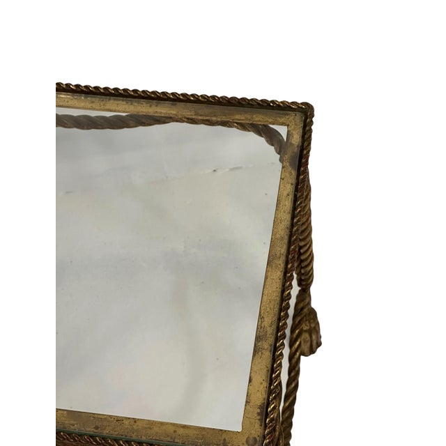 1950s Gilt Hollywood Regency Rope & Tassel Metal and Glass Nesting Tables For Sale - Image 12 of 18