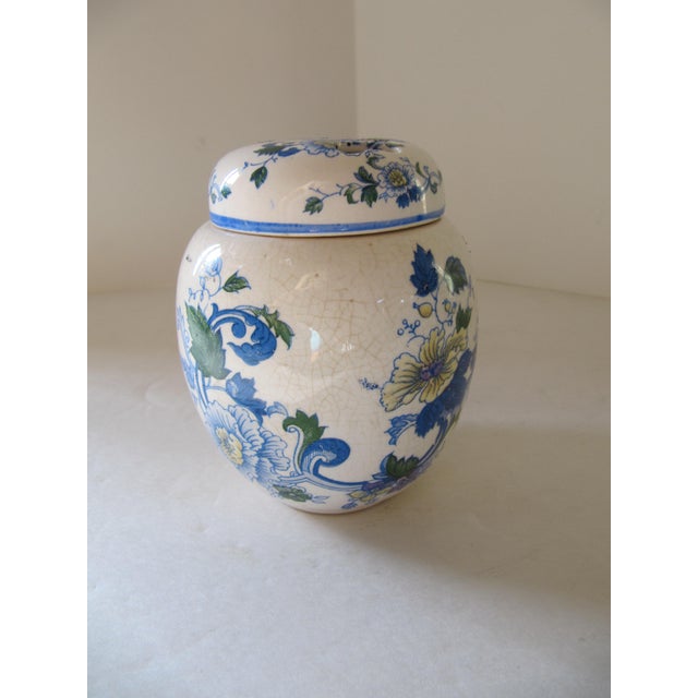 Vintage Blue and Ivory Ginger Jar Potpourri Holder Chairish