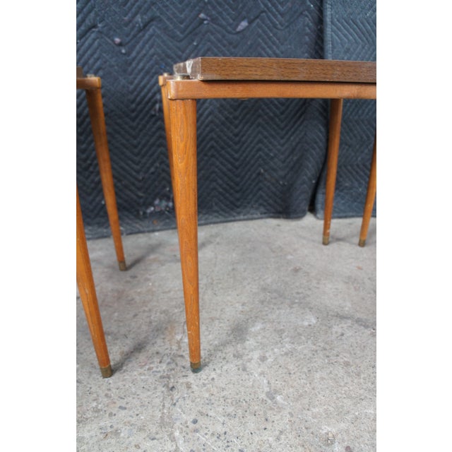 Wood Modern 1960s Mid Century Modern Opal Mobel Teak Laminate Stacking Nesting Tables For Sale - Image 7 of 8