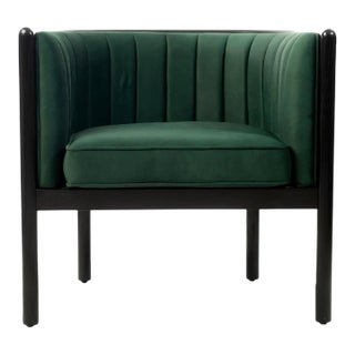 Modern Style Ash Solid Wood Alton Armchair in Black and Emerald Color For Sale