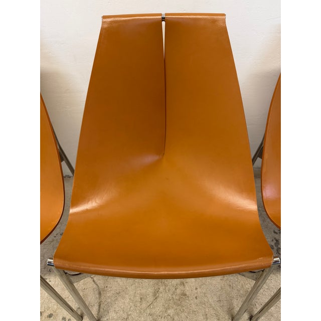 Gordon Guillaumier Leather Sling Lyo Dining Chairs for Frag, Italy - Set of Four For Sale - Image 13 of 17