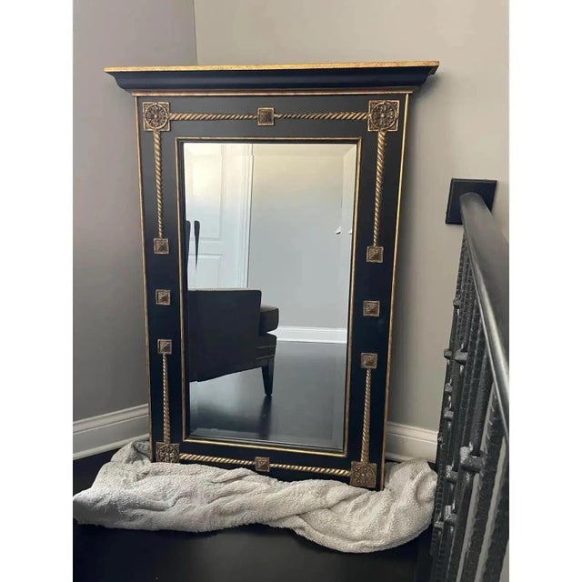 Hollywood Regency Neoclassical Empire Style Beveled Wall Mirror For Sale - Image 3 of 6