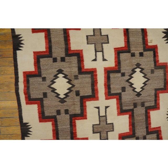 Native American 1920s Gray Geometric Kilim Antique American Navajo Rug 3'8"x 6 Flatweave Wool Carpet For Sale - Image 3 of 6