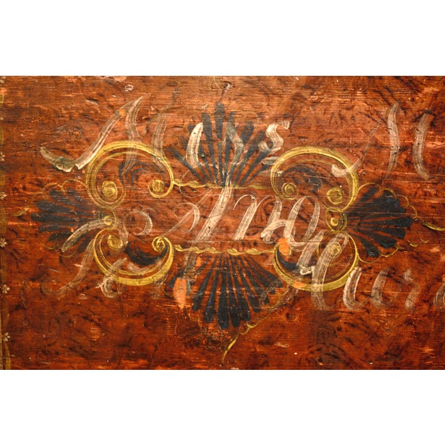19th Century Antique European Dutch Hand-Painted Dome Top Chest For Sale - Image 9 of 14