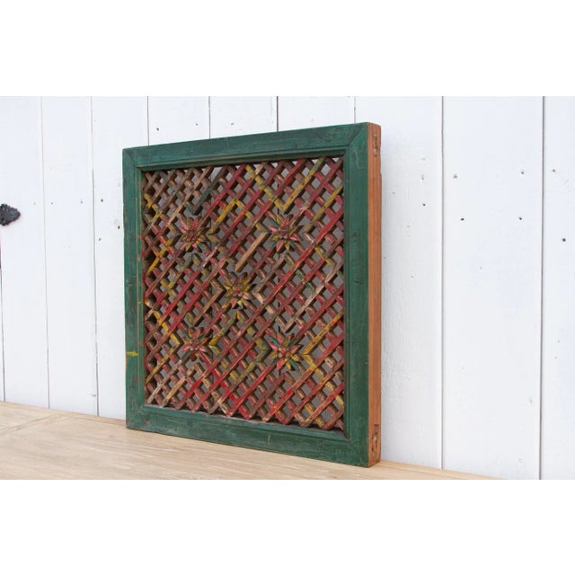 Antique Folk Painted Window Panel For Sale In Los Angeles - Image 6 of 10