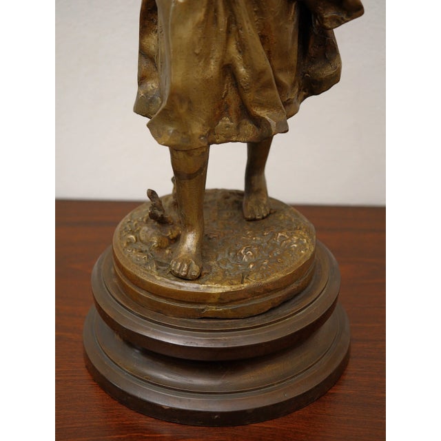 Ernest Rancoulet, Statue of a Young girl, Late 19th Century, Bronze For Sale - Image 3 of 13