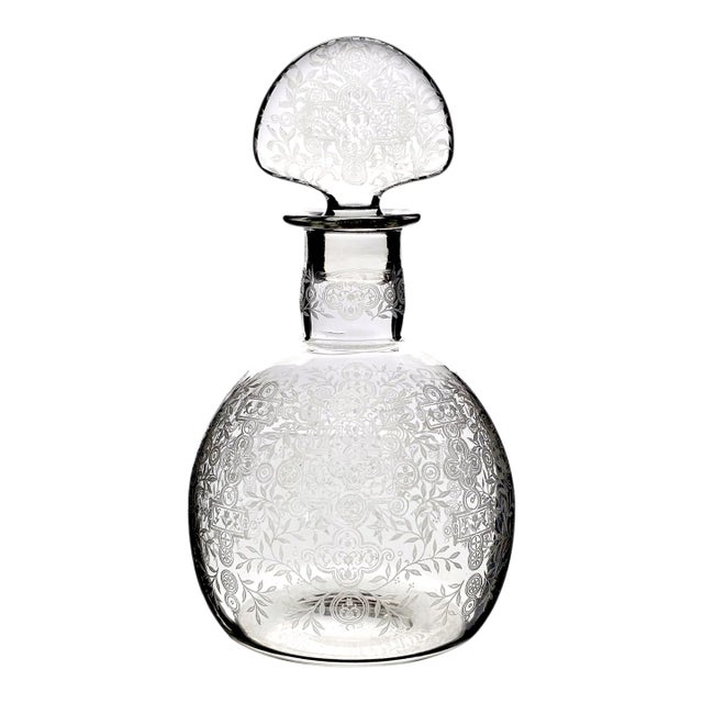 1940s Baccarat “Michelangelo” Wheel-Engraved Crystal Decanter, Signed For Sale