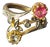 Toi et Moi Ring in Antwerp Rose Gold and Platinum with Diamond and Ruby, 1890s For Sale