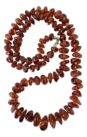 Mid 20th Century Baltic Amber Hand Tied Beaded Necklace 28"