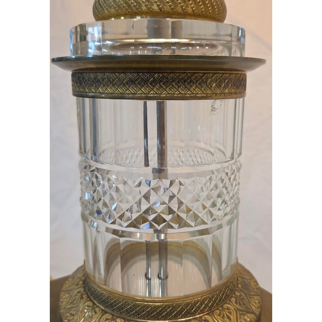 Vintage Crystal and Brass Column Table Lamps - Style of William Kessler Baccarat For Sale - Image 17 of 17