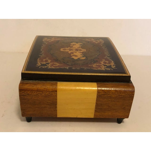 1980s Arabesque Italian Hand Crafted Inlaid Wood Jewelry Box “God Father Theme Song" For Sale - Image 5 of 7