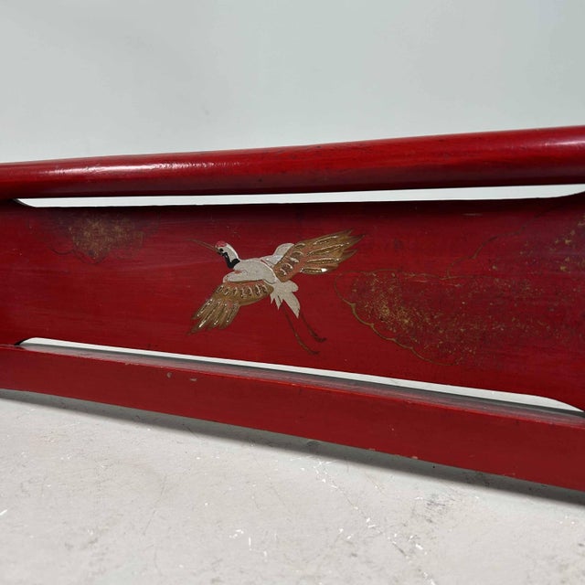 Antique Japanese Lacquered Crane Kimono Hanger Stand For Sale - Image 6 of 18