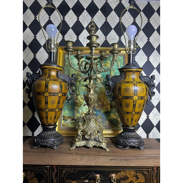 Vintage Neoclassical-Style Figural Urn Table Lamps With Winged Figures - Pair For Sale - Image 18 of 18