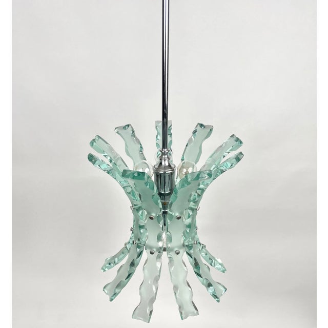 Art Glass & Steel Pendant Light by 04 Zero Quattro for Fontana Arte, Italy, 1970s For Sale - Image 6 of 11