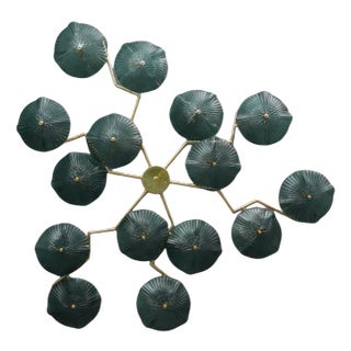 Mid-Century Murano Art Glass and Brass Chandelier / Wall Light, 1980s For Sale