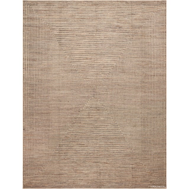 Elegantly Minimal Contemporary Chic Neutral Tones Rug, Country of origin: Central Asia, Circa date: Modern