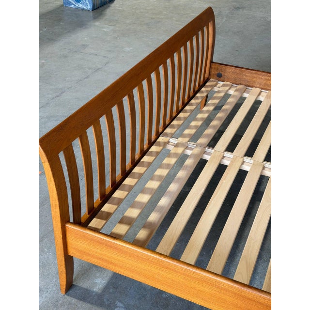 Mid-Century Modern Teak King Bed Frame Slatted Headboard 1960s For Sale - Image 3 of 10