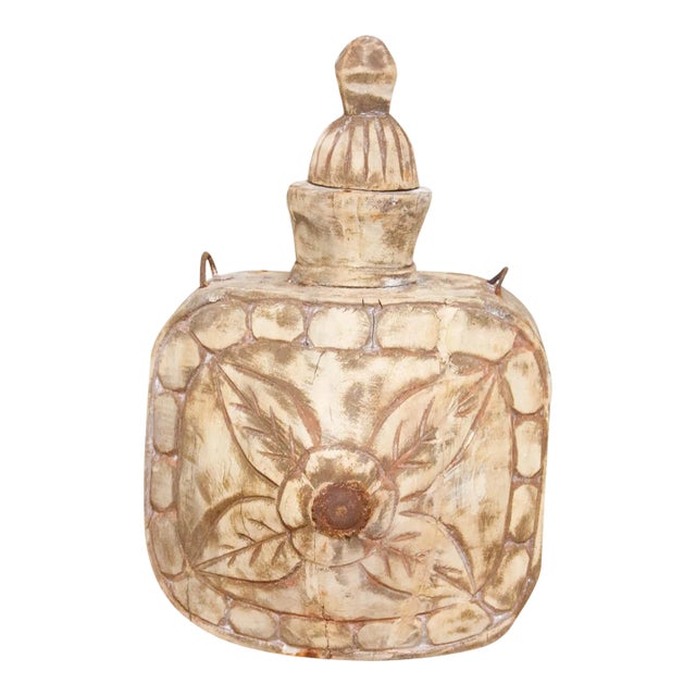 Vintage Carved Wooden Bottle For Sale