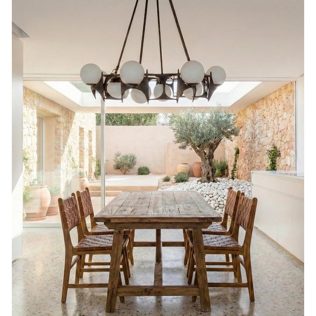 Metal Brutalist Style Chandelier, 1950s For Sale - Image 7 of 16