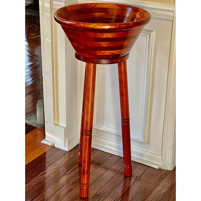Wood Vintage Rosewood Bowl on Stand, 2 Piece Set For Sale - Image 7 of 7