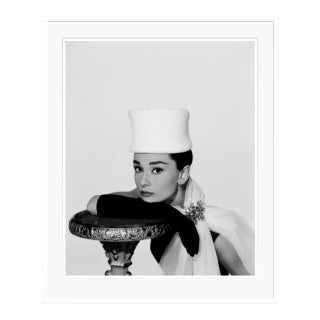 Audrey Hepburn Glamour Portrait in Tulle Archival Pigment Print White Framed For Sale