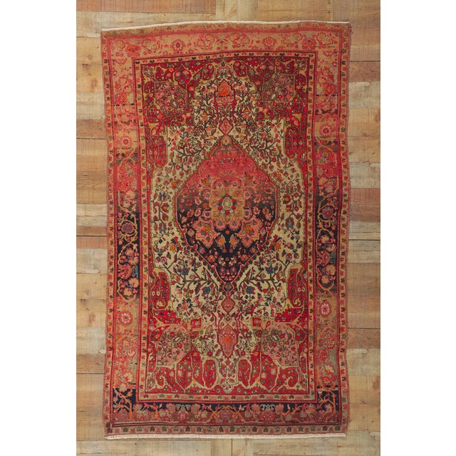 Red Antique Persian Sarouk Farahan Rug - 04'00 X 06'08 For Sale - Image 8 of 8