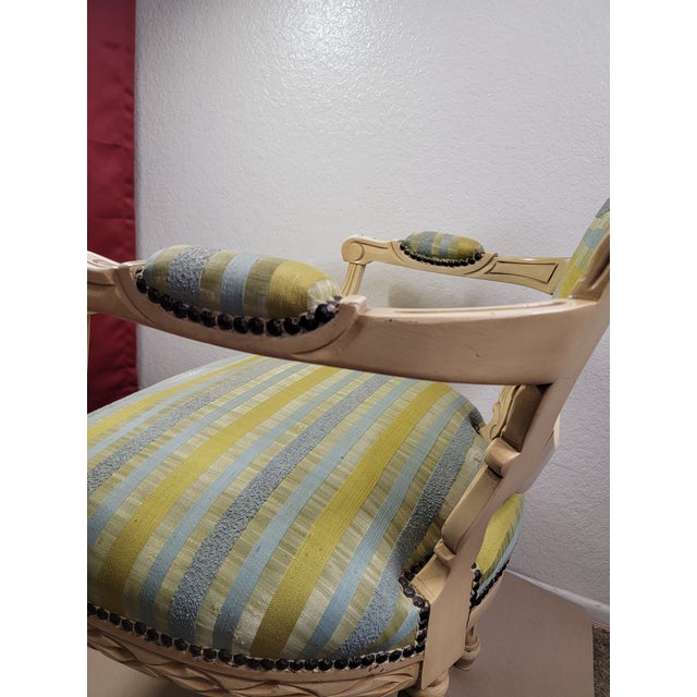 Blue 1950s Classic French Louis XVI Fauteuil Armchair For Sale - Image 8 of 12