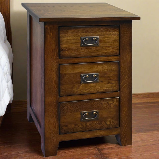 Mission Quarter Sawn Oak 3-Drawer Nightstand |Micheal Cherry For Sale - Image 12 of 12