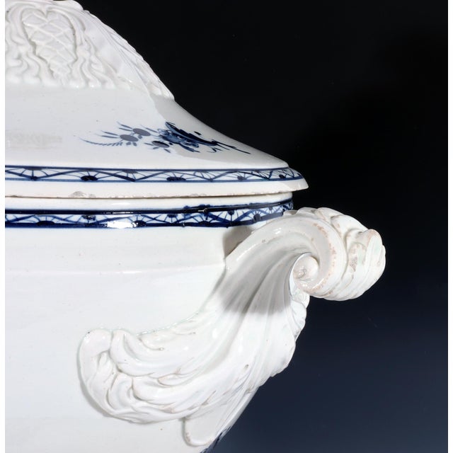 Early 19th Century Nimy Belgian Faience Large Blue & White Chinoiserie Soup Tureen, Cover & Stand For Sale - Image 9 of 12