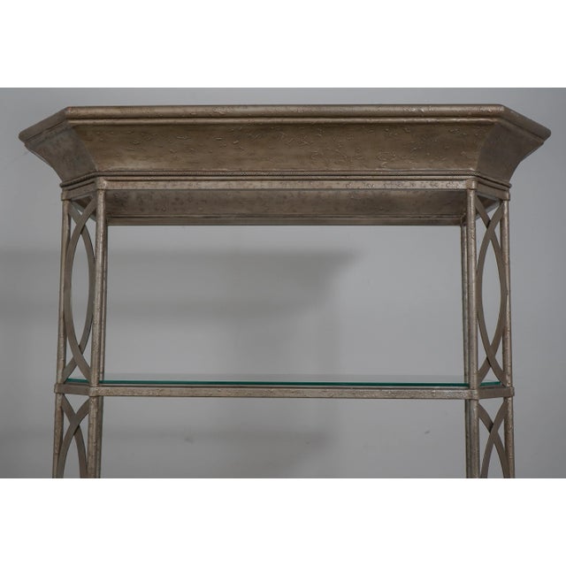 Silver Finish Decorative Iron & Steel Curio Shelf For Sale - Image 4 of 11